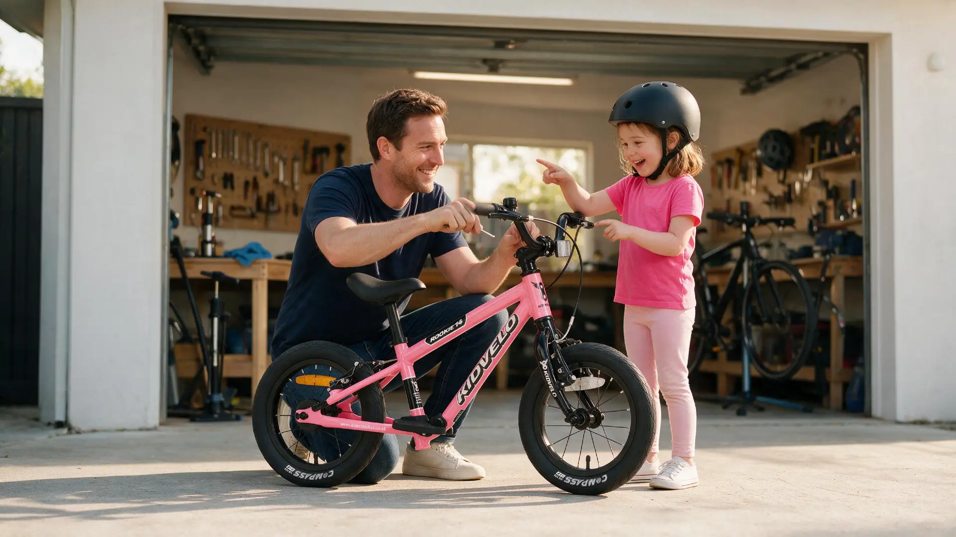 How To Set Up a Kids Bike Properly - Kidvelo Rookie 14 in Pink