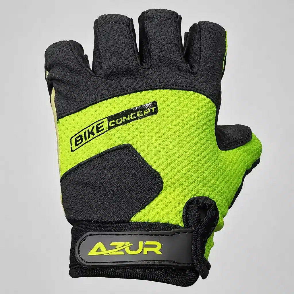 Azur Kids Bike Gloves - Lime - Short Finger Kids Cycling Gloves