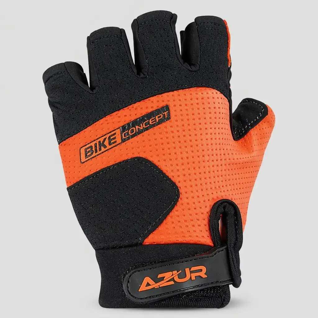Azur Kids Bike Gloves - Orange - Short Finger Kids Cycling Gloves