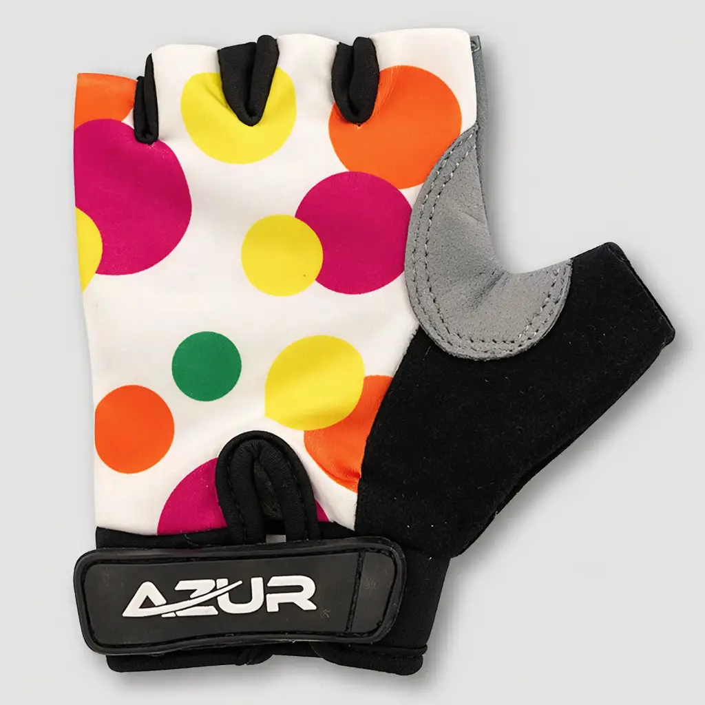 Azur Kids Bike Gloves - Spots - Short Finger Kids Cycling Gloves