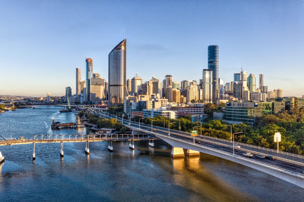 Brisbane Queensland Aerial View - Best Places To Ride A Kidvelo Bike Brisbane.