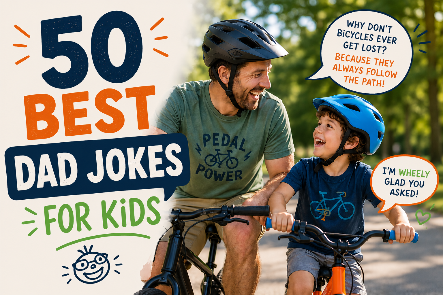 Top 50 Best Dad Jokes For Kids - Hero Image - Kidvelo Bikes