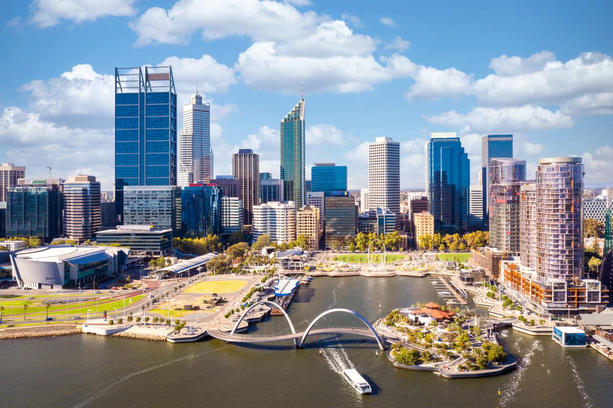 Perth Western Australia Aerial View - Best Places To Ride A Kidvelo Bike Perth.