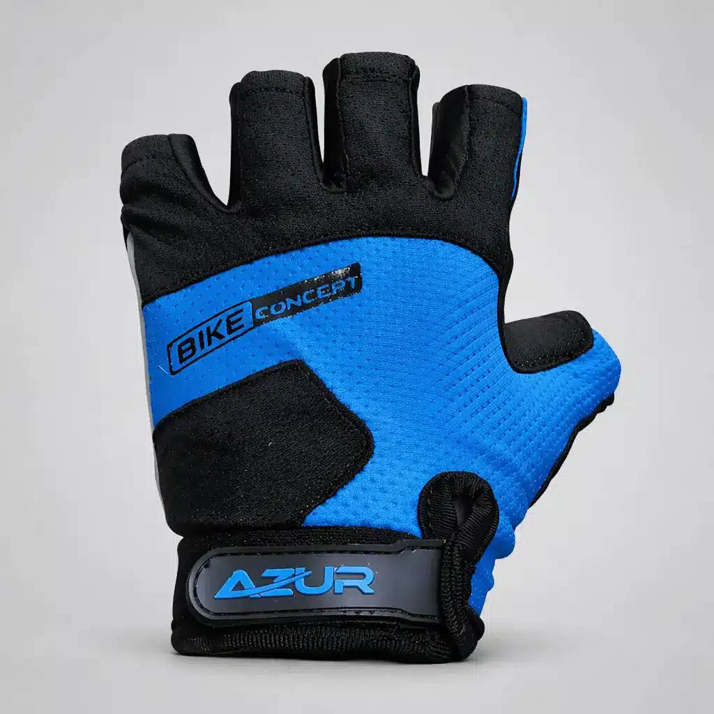 Azur Kids Bike Gloves - Blue - Fingerless Kids Cycling Gloves