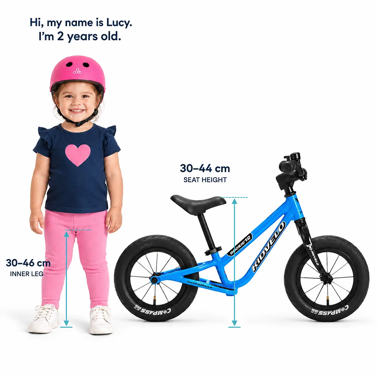 Child Fitted Correctly On A Kidvelo Rookie 12 Balance Bike
