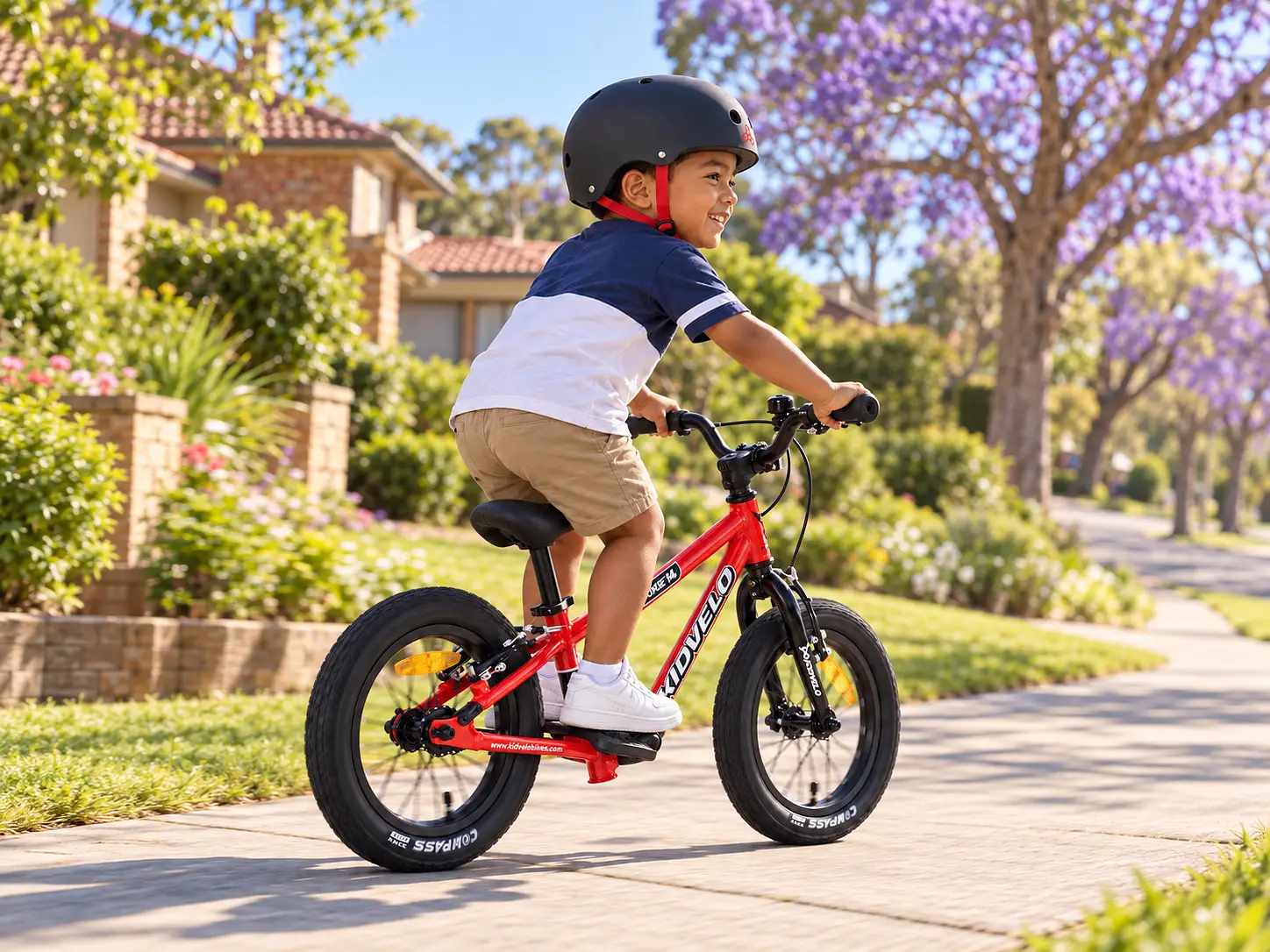 Child Learning To Ride Without Training Wheels